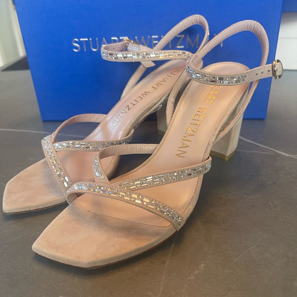 Stuart Weitzman Pink Crystal Embellished Heels